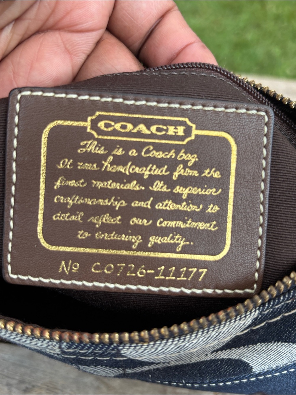 Coach Denim Mini Shoulder Bag with Brown Leather Trim - Picture 7 of 7